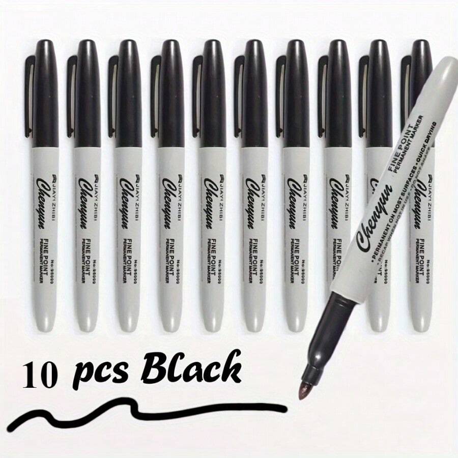 10pcs Ultimate Waterproof Black Markers