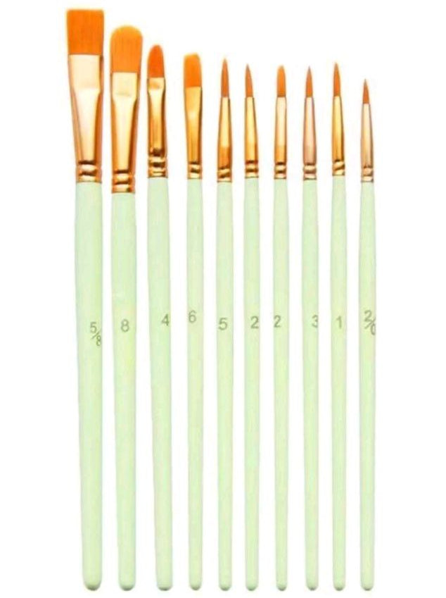 10-Piece Round Angular Paint Brush Set