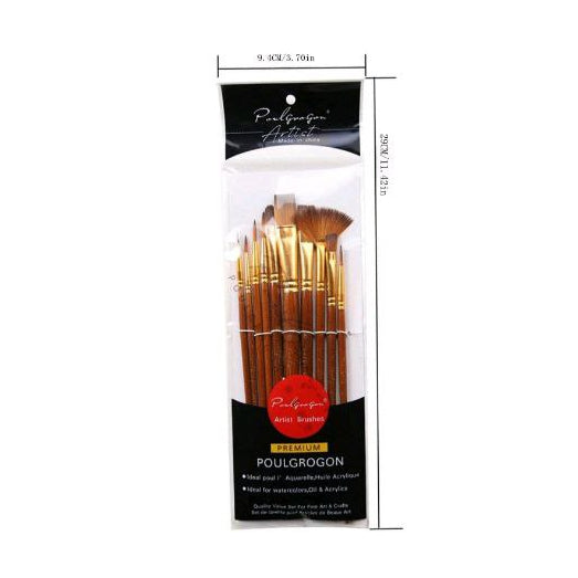 10-Piece Round Angular Paint Brush Set