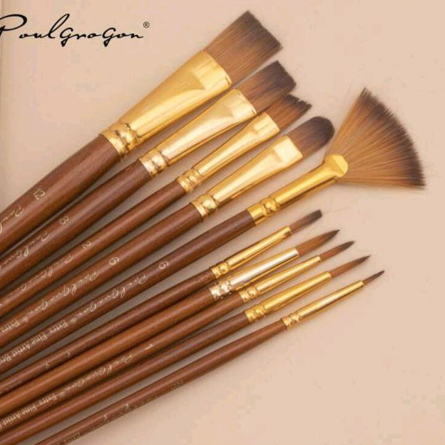 10-Piece Round Angular Paint Brush Set