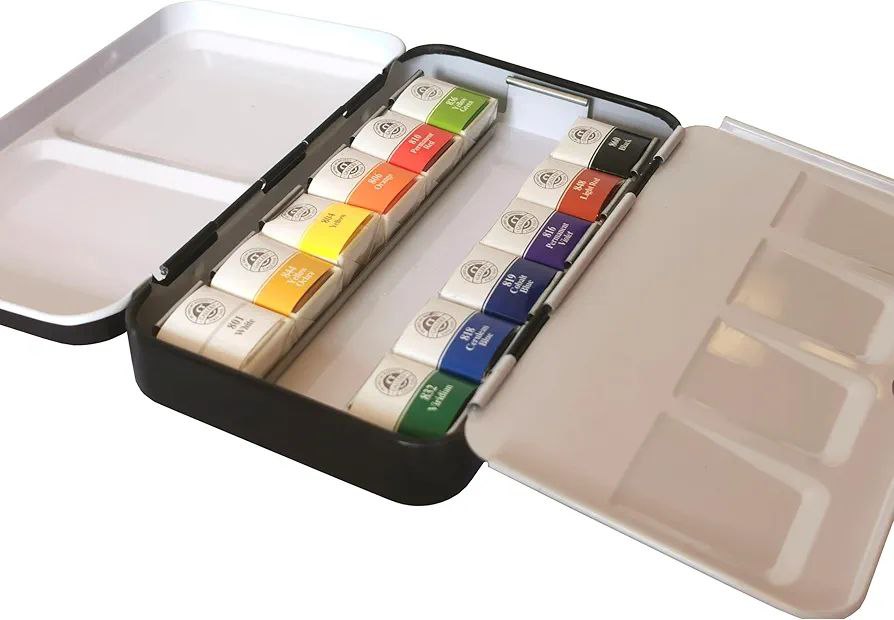 12-Color Watercolor Set in Tin Box